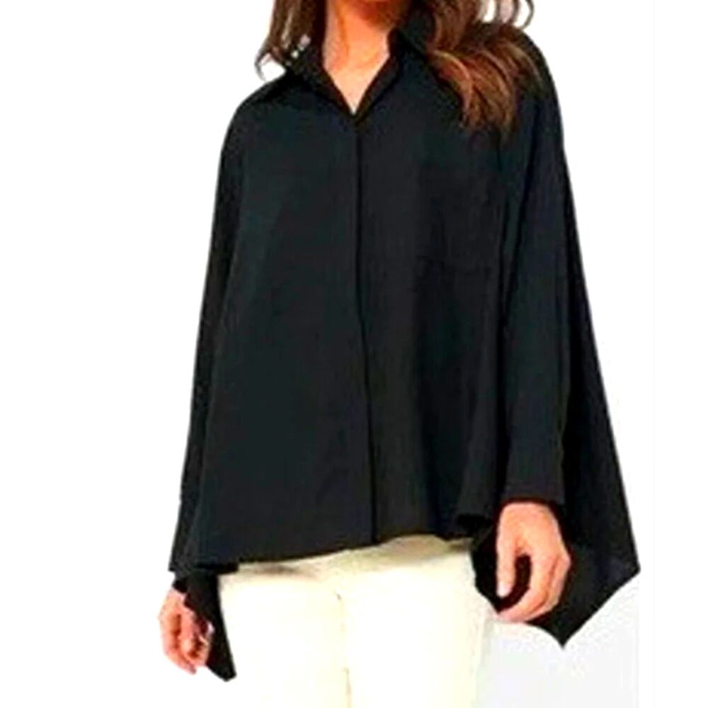 Tuckernuck Swing Button Down Blouse Black Size Medium NWT